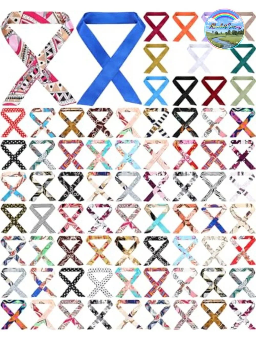 90 Pcs Satin Polyester Scarf Set for Handbags, Hair, Neck